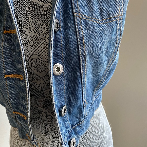 Cropped Denim Vest with Hood Size Small - Picture 4 of 6